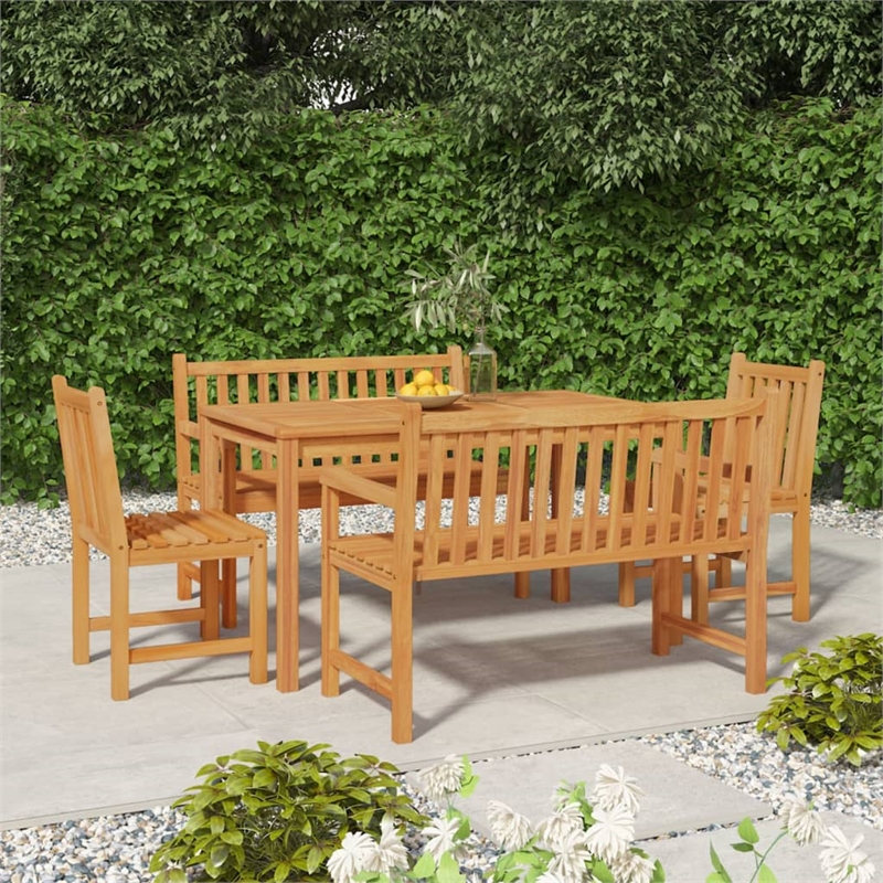Afuera Living Contemporary 5 Piece Wood Dining Set in Natural