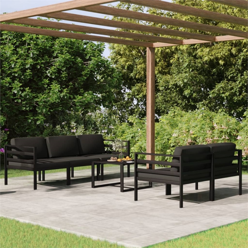 Afuera Living 6 Piece Aluminum Standard Garden Lounge Set in Anthracite
