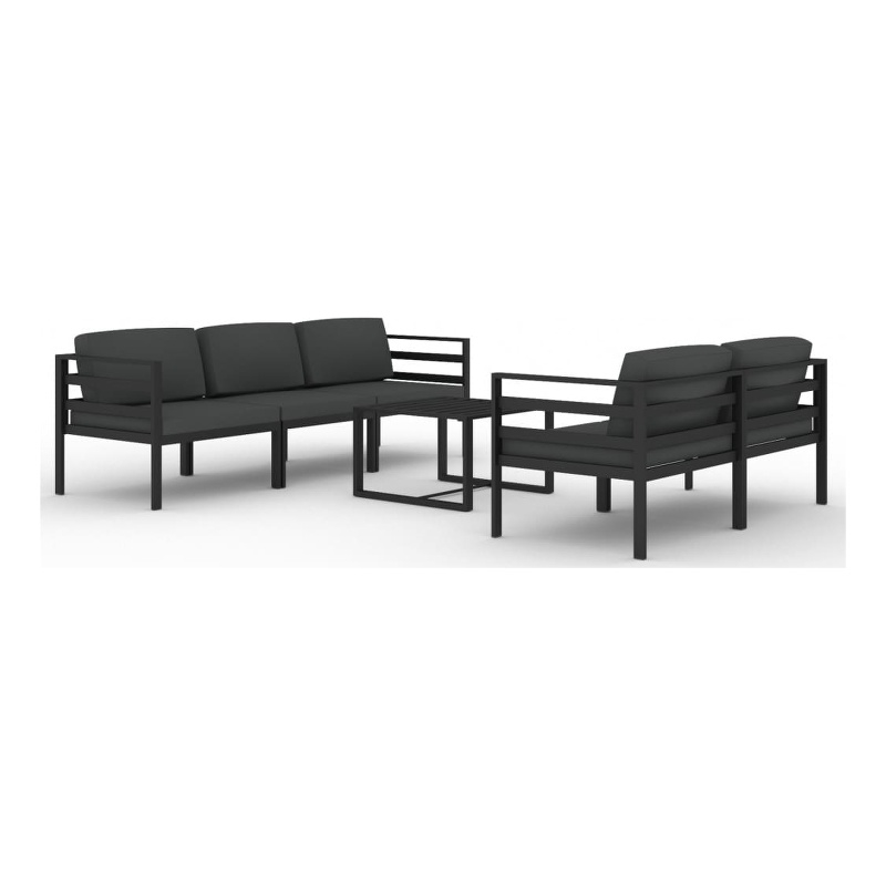 Afuera Living 6 Piece Aluminum Standard Garden Lounge Set in Anthracite