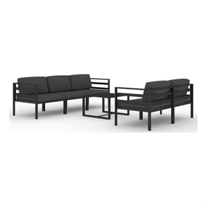 Afuera Living 6 Piece Aluminum Standard Garden Lounge Set in Anthracite