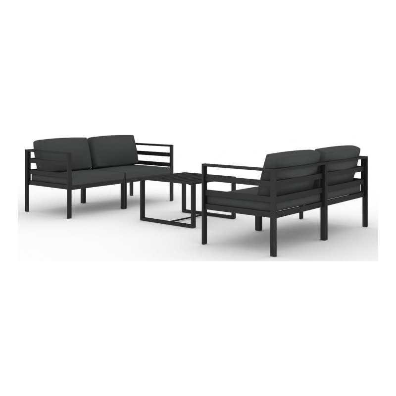 Afuera Living Contemporary 5 Piece Medium Lounge Set in Anthracite