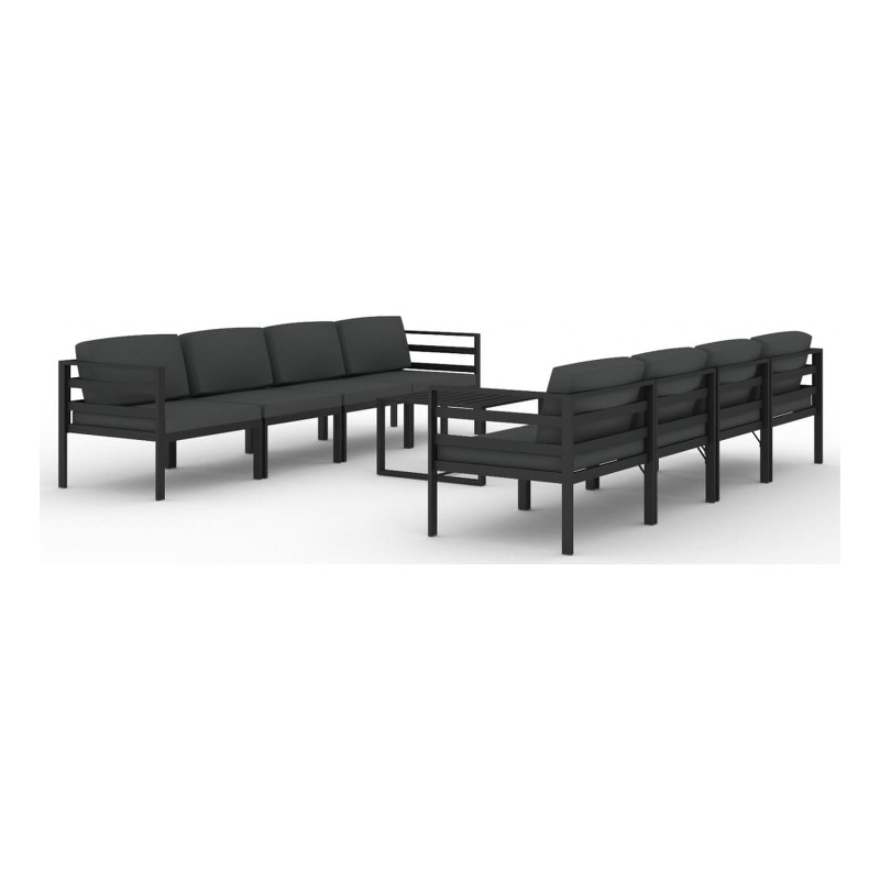 Afuera Living 9 Piece Aluminum Garden Lounge Set in Anthracite