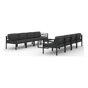 Afuera Living 9 Piece Aluminum Garden Lounge Set in Anthracite