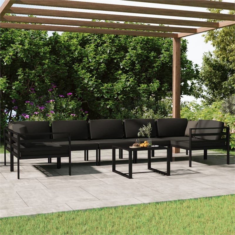 Afuera Living 8 Piece Aluminum Garden Lounge Set in Anthracite