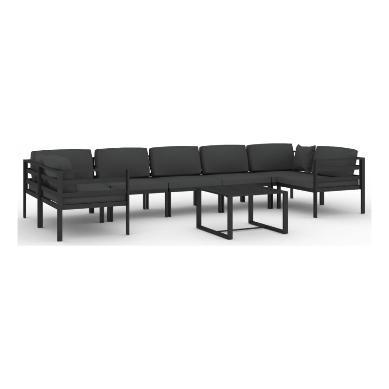 Afuera Living 8 Piece Aluminum Garden Lounge Set in Anthracite