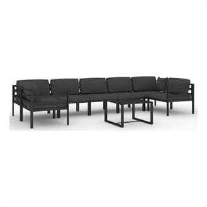 Afuera Living 8 Piece Aluminum Garden Lounge Set in Anthracite