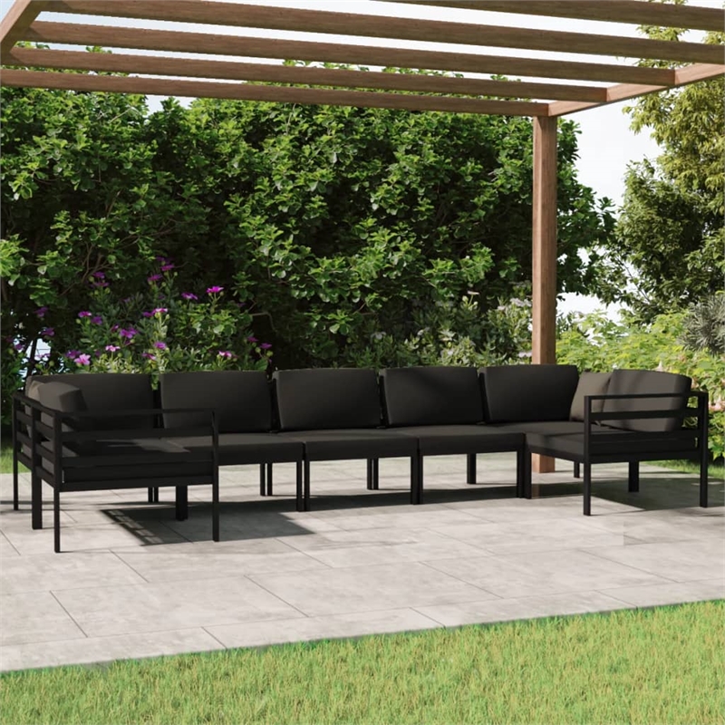 Afuera Living 7 Piece Aluminum Large Garden Lounge Set in Anthracite