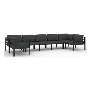 Afuera Living 7 Piece Aluminum Large Garden Lounge Set in Anthracite