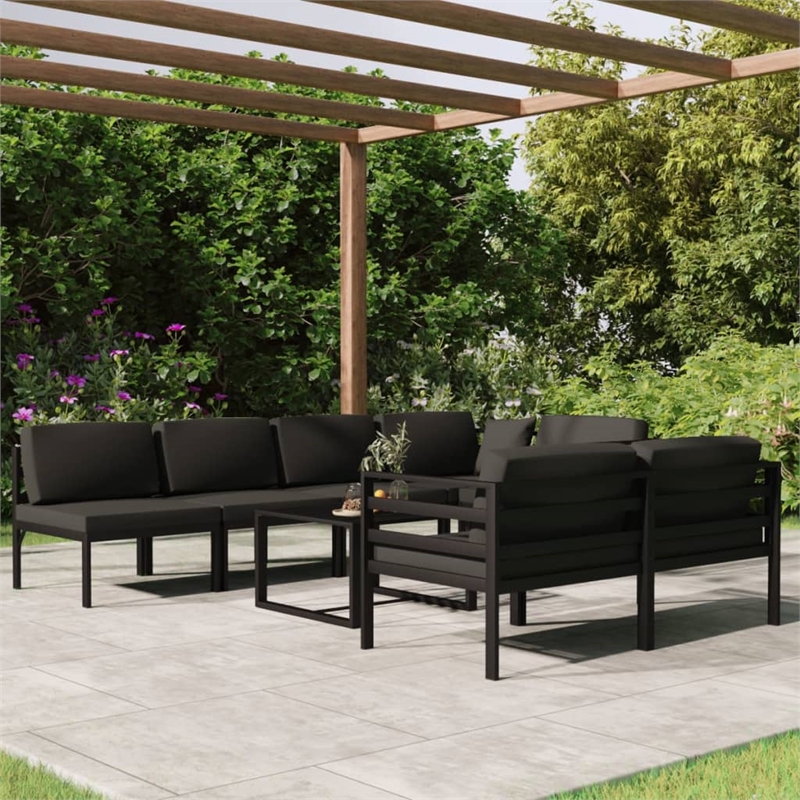 Afuera Living 8 Piece Aluminum Large Garden Lounge Set in Anthracite