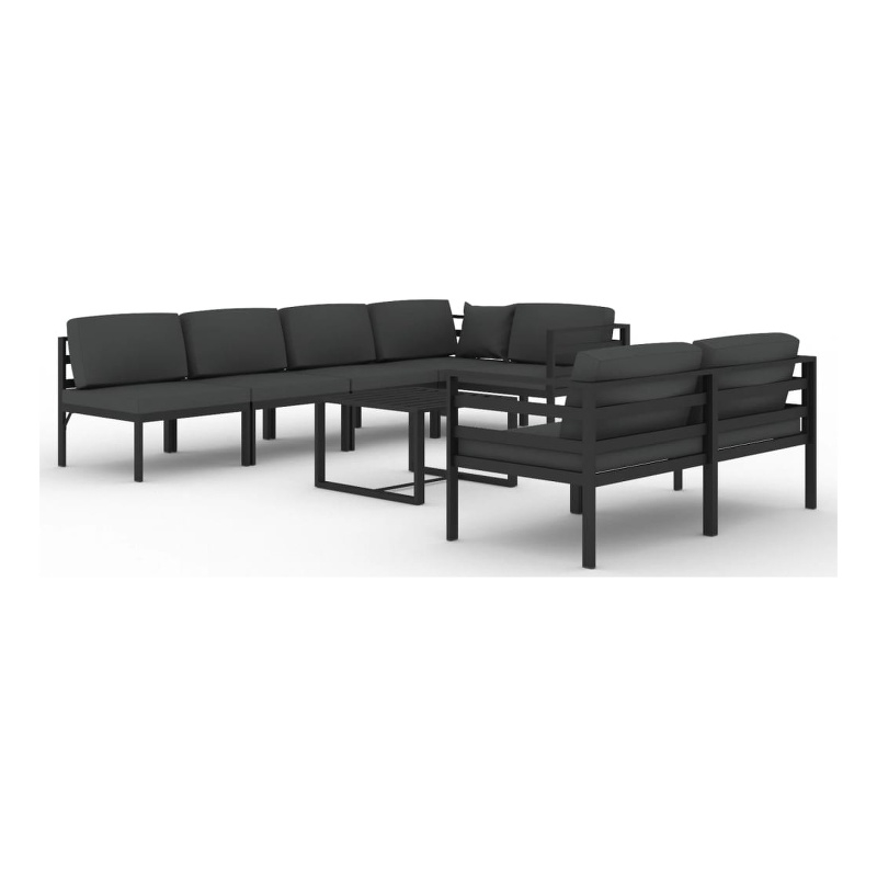 Afuera Living 8 Piece Aluminum Large Garden Lounge Set in Anthracite