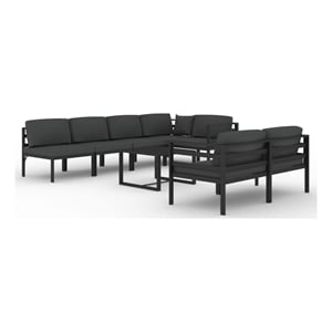 Afuera Living 8 Piece Aluminum Large Garden Lounge Set in Anthracite