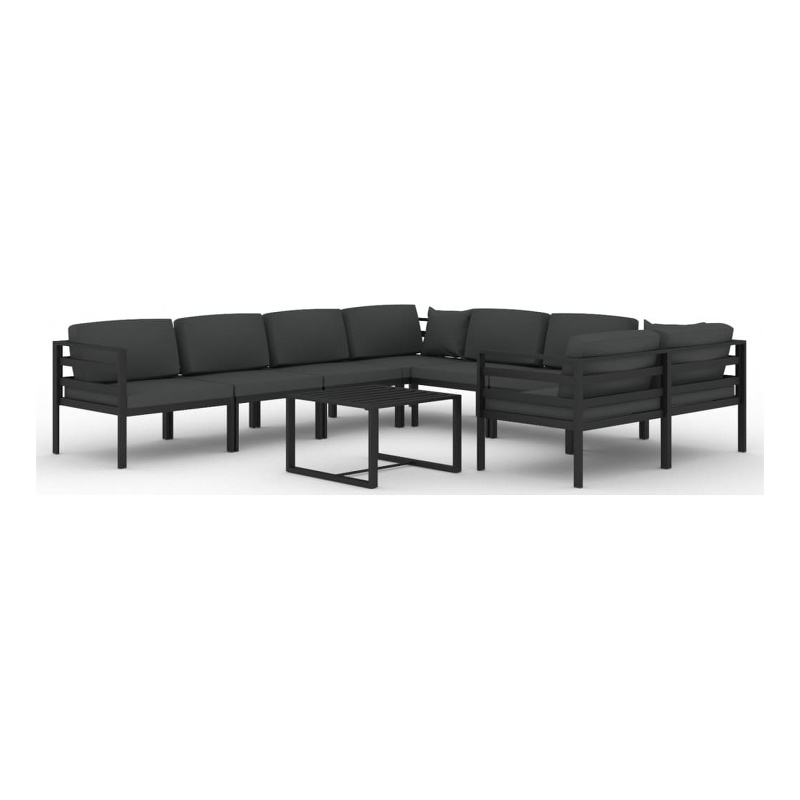 Afuera Living 9 Piece Aluminum Large Garden Lounge Set in Anthracite