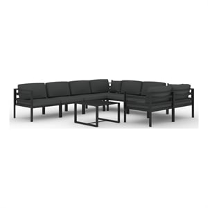 Afuera Living 9 Piece Aluminum Large Garden Lounge Set in Anthracite
