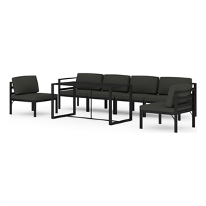 Afuera Living 7 Piece Aluminum Garden Lounge Set in Anthracite