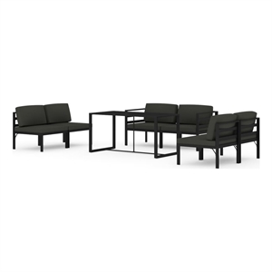 Afuera Living 7 Piece Aluminum Large Garden Lounge Set in Anthracite