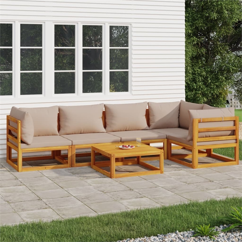 Afuera Living Contemporary 6 Piece Solid Acacia Wood Garden Lounge Set