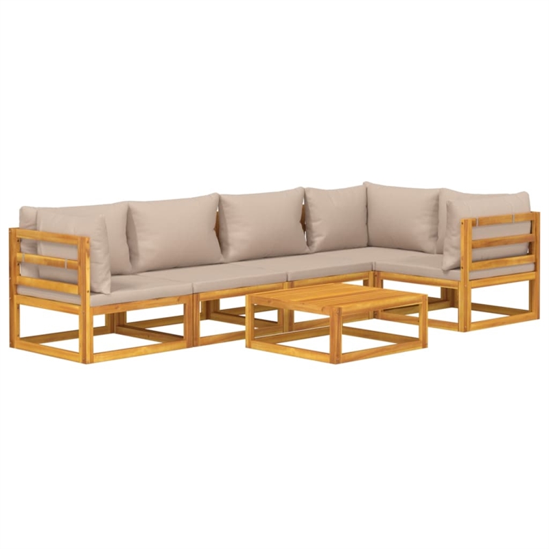 Afuera Living Contemporary 6 Piece Solid Acacia Wood Garden Lounge Set