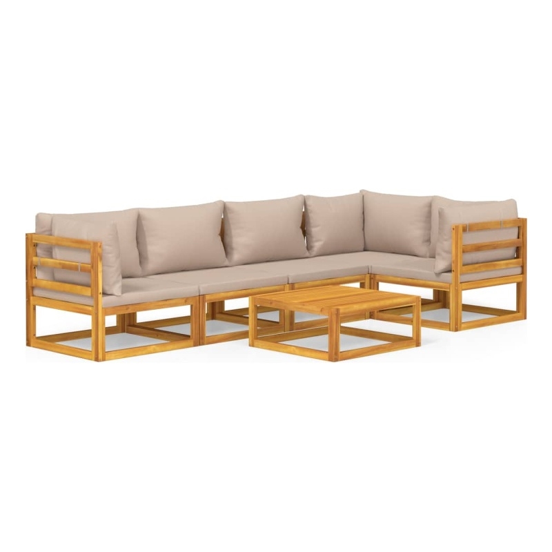 Afuera Living Contemporary 6 Piece Solid Acacia Wood Garden Lounge Set