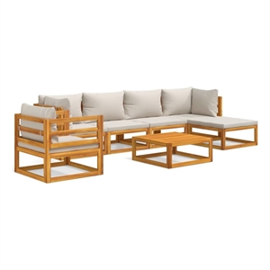 Afuera Living 7 Piece Solid Acacia Wood Garden Lounge Set in Gray