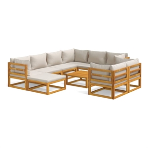 Afuera Living 10 Piece Solid Acacia Wood Garden Lounge Set in Gray