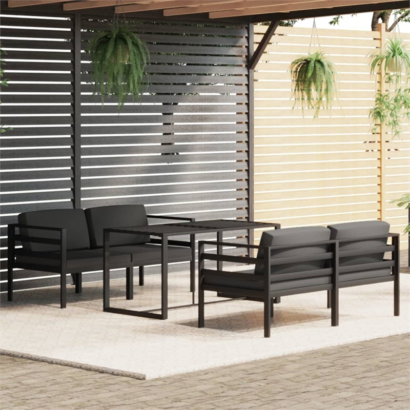 Afuera Living 5 Piece Aluminum Garden Lounge Set in Anthracite