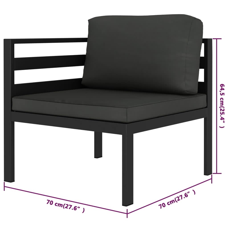 Afuera Living 5 Piece Aluminum Garden Lounge Set in Anthracite