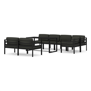 Afuera Living 8 Piece Aluminum Standard Garden Lounge Set in Anthracite
