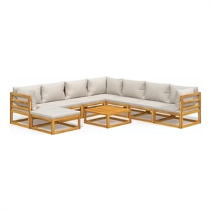 Afuera Living 9 Piece Solid Acacia Wood Garden Lounge Set in Gray