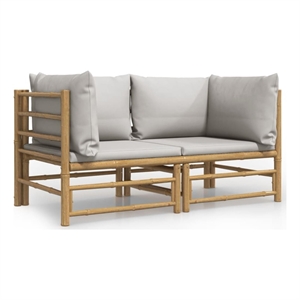 Afuera Living Contemporary Durable Bamboo Wood Sofa in Gray/Natural