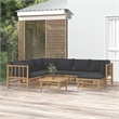Afuera Living 8 Piece Bamboo Large Garden Lounge Set in Gray