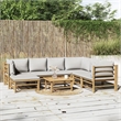 Afuera Living 8 Piece Bamboo Large Garden Lounge Set in Gray/Natural