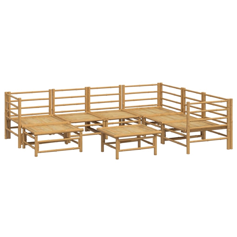 Afuera Living 8 Piece Bamboo Large Garden Lounge Set in Gray/Natural