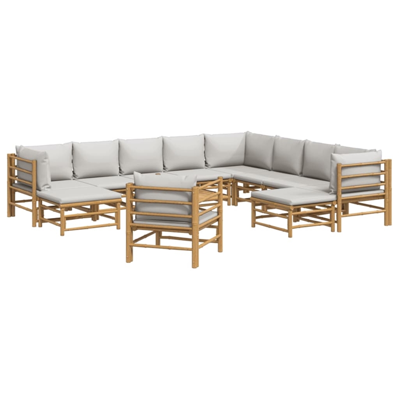 Afuera Living 12 Piece Bamboo Garden Lounge Set in Gray/Natural