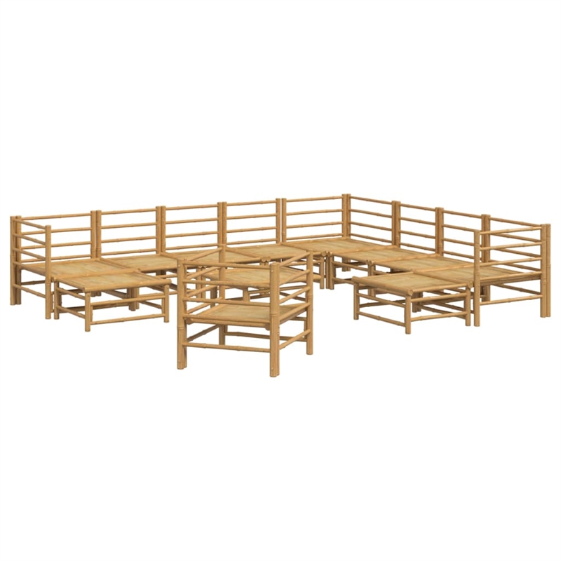 Afuera Living 12 Piece Bamboo Garden Lounge Set in Gray/Natural