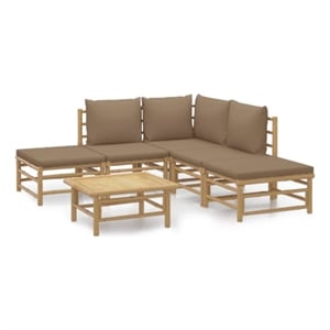 Afuera Living Contemporary 6 Piece Bamboo Wood Garden Lounge Set