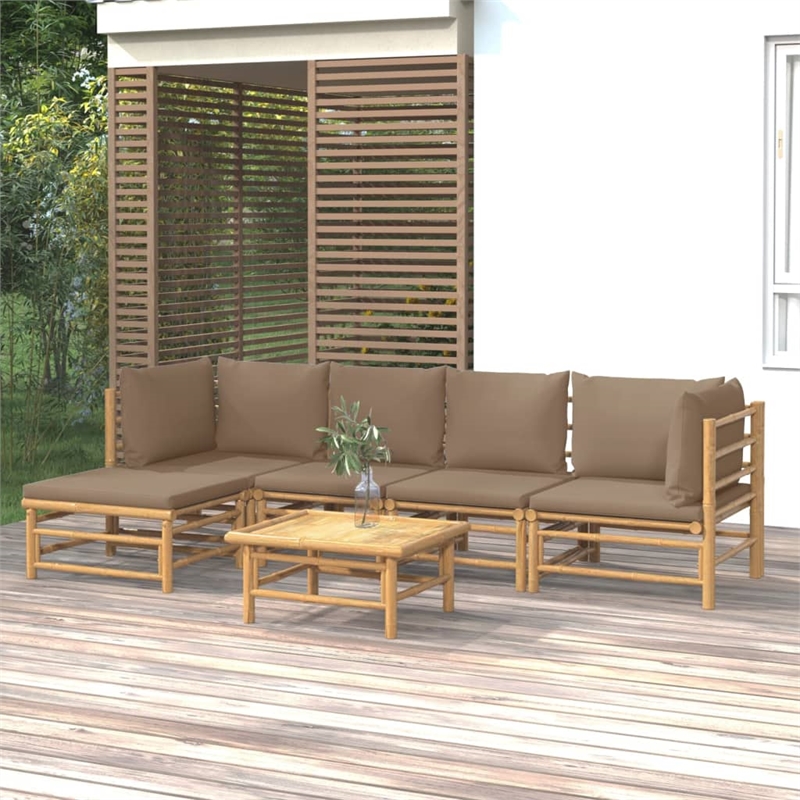 Afuera Living Contemporary 6 Piece Bamboo Medium Garden Lounge Set