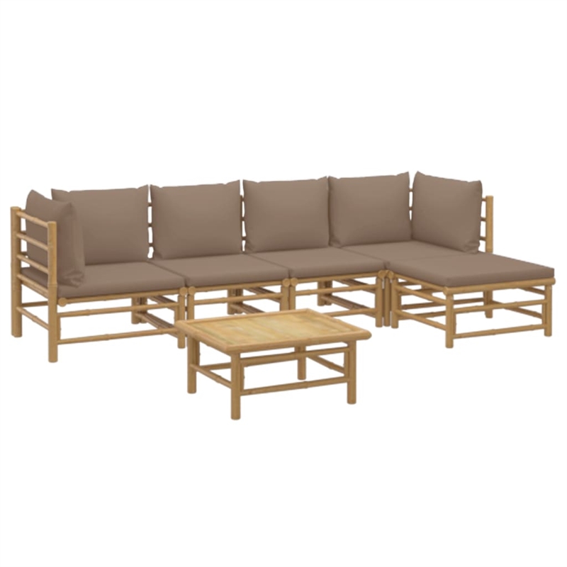 Afuera Living Contemporary 6 Piece Bamboo Medium Garden Lounge Set