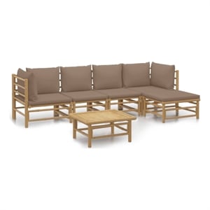Afuera Living Contemporary 6 Piece Bamboo Medium Garden Lounge Set