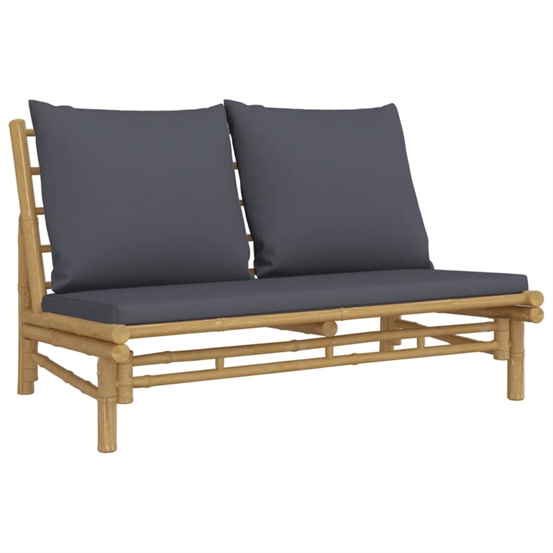 Afuera Living 4 Piece Bamboo Small Garden Lounge Set in Gray/Natural
