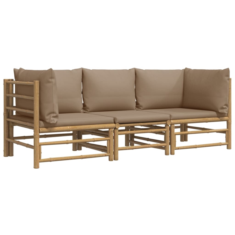 Afuera Living Contemporary 3 Piece Bamboo Wood Garden Lounge Set