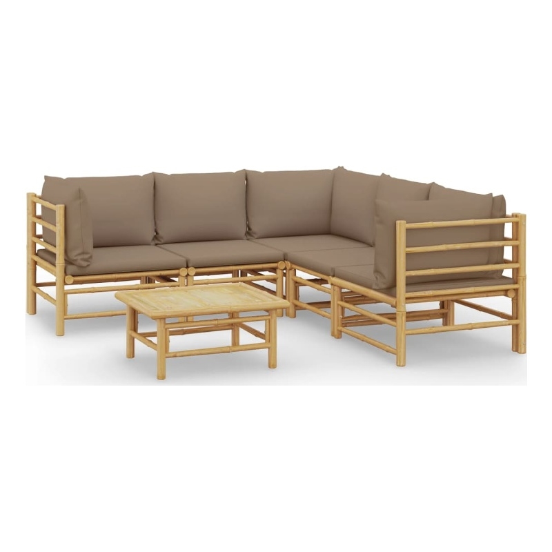 Afuera Living Contemporary 6 Piece Bamboo Standard Garden Lounge Set