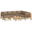 Afuera Living Contemporary 8 Piece Bamboo Wood Garden Lounge Set