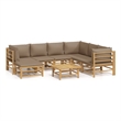 Afuera Living Contemporary 8 Piece Bamboo Wood Garden Lounge Set