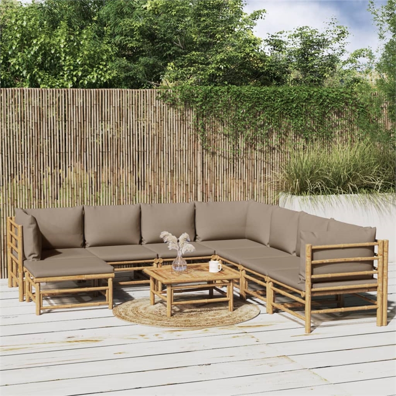 Afuera Living Contemporary Durable 9 Piece Wood Garden Lounge Set