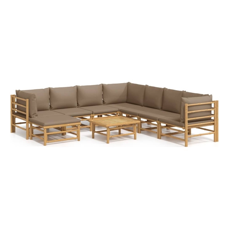 Afuera Living Contemporary Durable 9 Piece Wood Garden Lounge Set