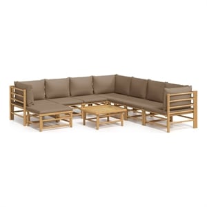 Afuera Living Contemporary Durable 9 Piece Wood Garden Lounge Set