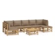 Afuera Living 8 Piece Bamboo Large Garden Lounge Set in Natural