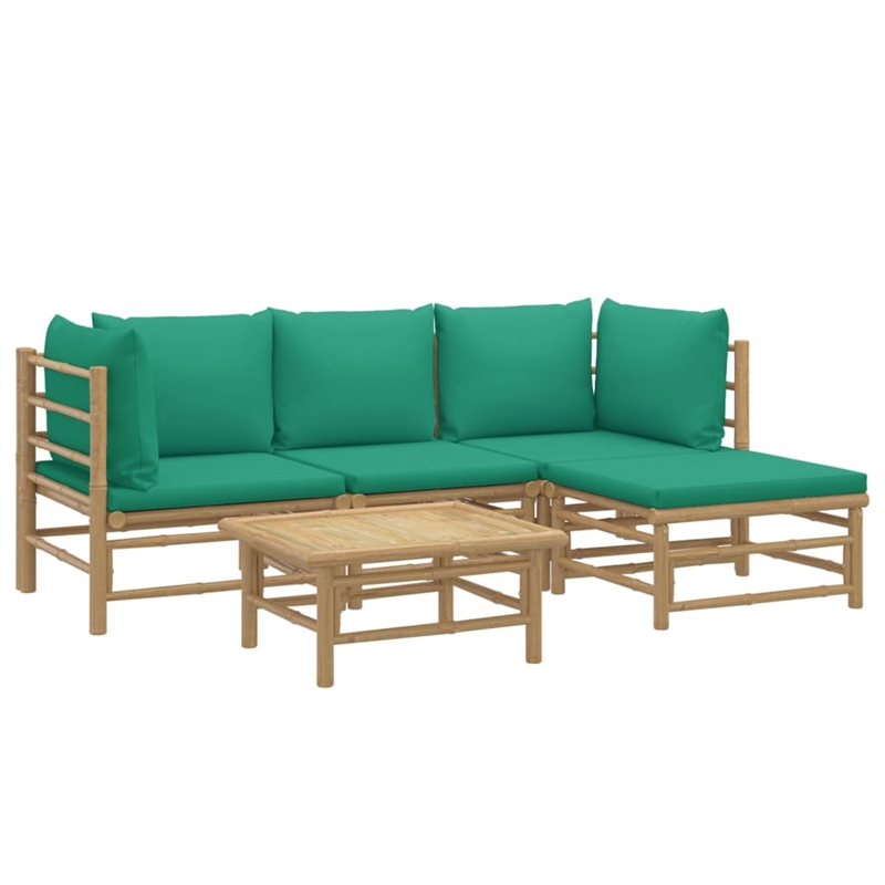 Afuera Living 5 Piece Bamboo Garden Lounge Set in Green/Natural