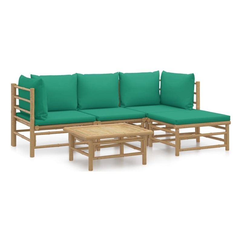 Afuera Living 5 Piece Bamboo Garden Lounge Set in Green/Natural