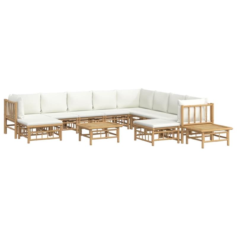 Afuera Living Bamboo Medium Garden Lounge Set in White/Cream